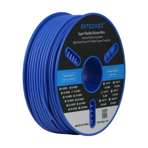 Vista 13 de BNTECHGO Carrete de alambre de silicona calibre 12, 50 pies, color marrón, flexible, 12 AWG, alambre de cobre estañado trenzado