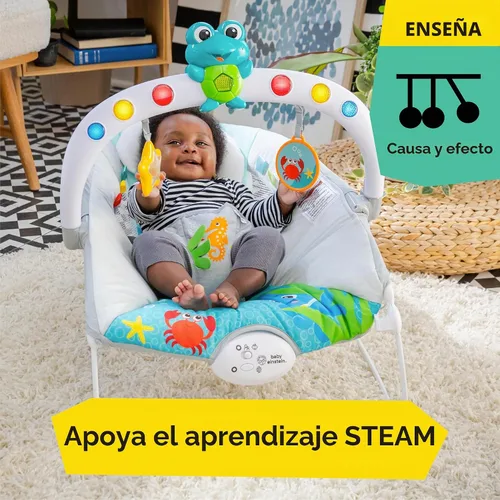 Vista 6 de Baby Einstein Ocean Explorers Asiento Saltarín Musical para Bebés, Kick to It Neptune, Unisex, para Edades de 0-6 Meses hasta 20 libras