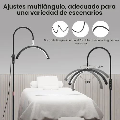 Vista 2 de Mznoo Luz de pestañas, lámpara de media luna con bandeja de herramientas, luz de luna LED para extensiones de pestañas, modos de color flexibles