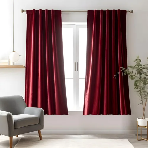 Vista 18 de Cortinas opacas de terciopelo negro para sala de estar, 52 pulgadas de ancho x 63 pulgadas de largo, cortinas opacas de lujo para dormitorio
