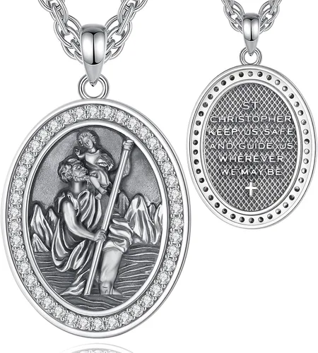 Vista 210 de CELESTIA Medallas de plata de ley 925 San Miguel/San Cristóbal/San Benito/San Gabriel/Virgen María/Jesús/Caravaca/Metatrón/Sello de los Siete