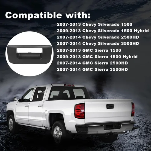 Vista 2 de PIT66 Bisel de manija de puerta trasera negra compatible con Chevy Silverado/GMC Sierra GM1916107 2007 2008 2009 2010 2011 2012 2013 2014