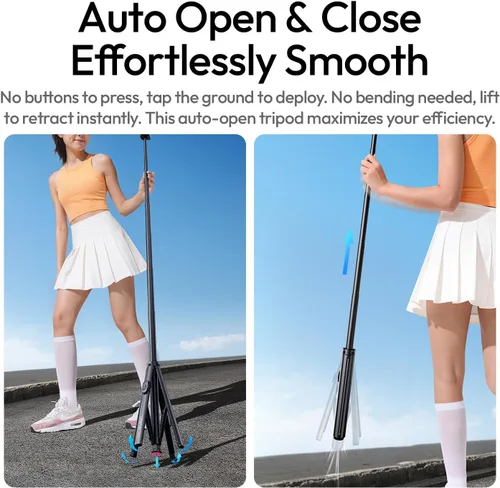 Vista 2 de ULANZI - Trípode magnético para teléfono de 71 pulgadas, apertura y cierre automático para selfie con control remoto N52 Strong Magnetism, 4-Leg