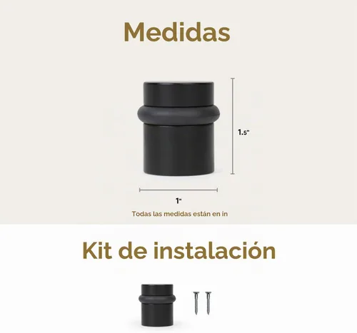 Vista 3 de Mega Handles Tope para puerta de piso, color negro mate