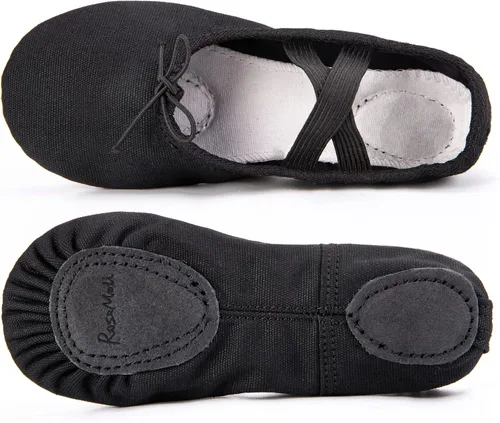 Vista 5 de Zapatillas de ballet de lona para niñas y niños (bebéniño pequeñoniño grande), zapatos de baile de práctica de yoga con suela dividida