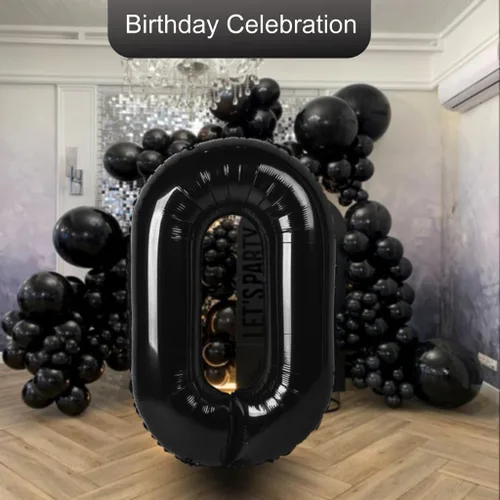 Vista 6 de 0 globos negros de 40 pulgadas – Fácil de inflar y desinflar reutilizable, globos de aluminio de Mylar número 0 de alta calidad para cumpleaños