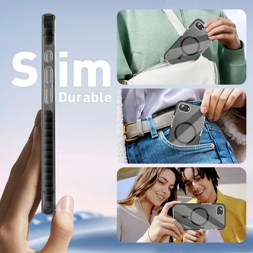 Vista 6 de MILPROX Funda de cristal transparente compatible con iPhone 16E/17E de 6.1 pulgadas, a prueba de golpes, resistente a los golpes, diseño Negro