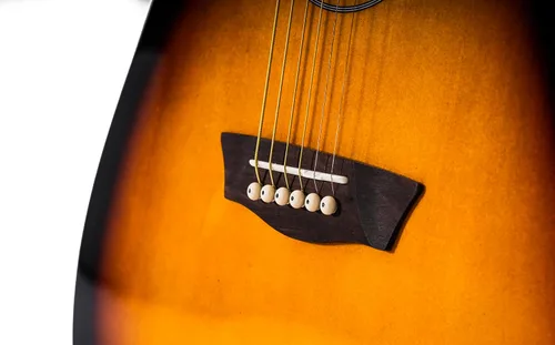 Vista 9 de Washburn Vintage Series - Guitarra acústica-eléctrica de 6 cuerdas, derecha Resplandor solar del tabaco