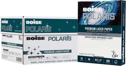 Vista 6 de BOISE POLARIS Papel láser de alta calidad, carta de 8.5 x 11 pulgadas, 98 blanco brillante, 28 libras, cartón de 6 resmas (3,000 hojas)