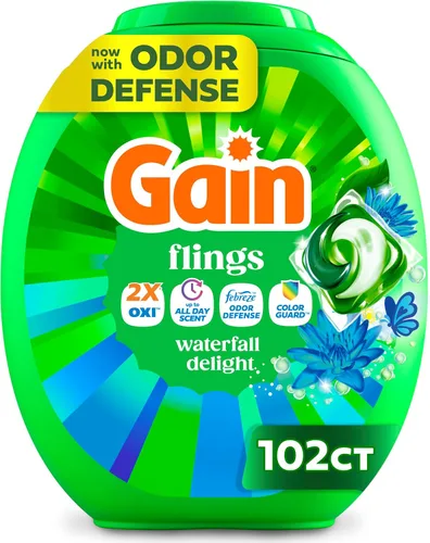 Vista 15 de Gain flings Ultra Oxi Cápsulas de Detergente para Ropa, 60 Unidades, Aroma Waterfall Delight, 3 en 1, Compatible con HE