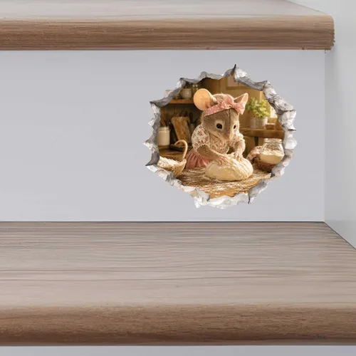 Vista 7 de Home Baker Mouse - Calcomanía de pared con agujero de pared, extraíble con efecto 3D