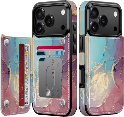 Vista 366 de LETO para iPhone 15 Pro Funda tipo cartera - Tapa tipo folio con patada - Diseños de moda - Tarjetero - Funda protectora para mujeres y niñas - 6.1