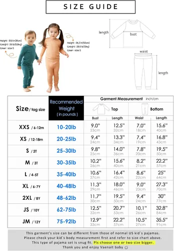 Vista 6 de VAENAIT BABY - Pijama unisex para niños y niñas de 6 meses a 12 años, pijama suave y cómoda de modal Tencel, ropa de dormir fruncida, conjunto de 24