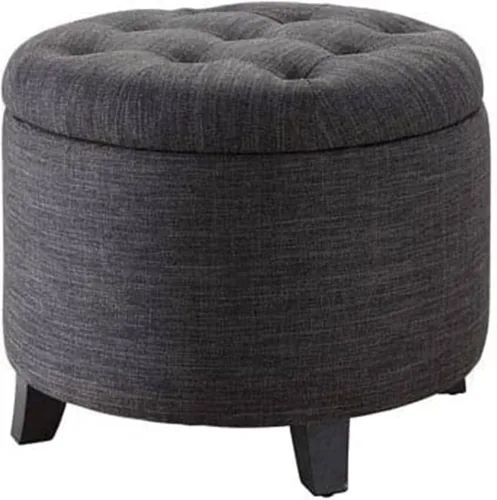 Vista 9 de Convenience Concepts Designs4Comfort - Otomana de almacenamiento, piel sintética negra