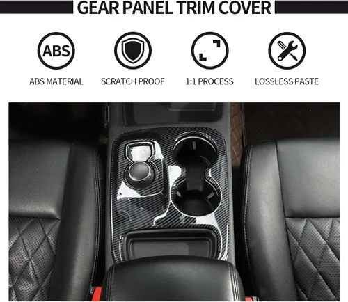Vista 4 de Voodonala Cubierta de fibra de carbono para panel de palanca de cambios de consola central compatible con Dodge Durango 2014-2017 (2014-2017)