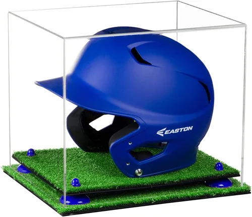 Vista 21 de Better Display Cases Vitrina acrílica para casco de bateo de béisbol con espejo, elevadores rosados, montaje en pared y base de espejo (V22/A012)