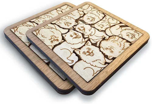 Vista 12 de Posavasos de Rompecabezas de Madera con Perro American Pit Bull Terrier - Regalo Único para Amantes de Perros Pitbull, Posavasos de Rompecabezas