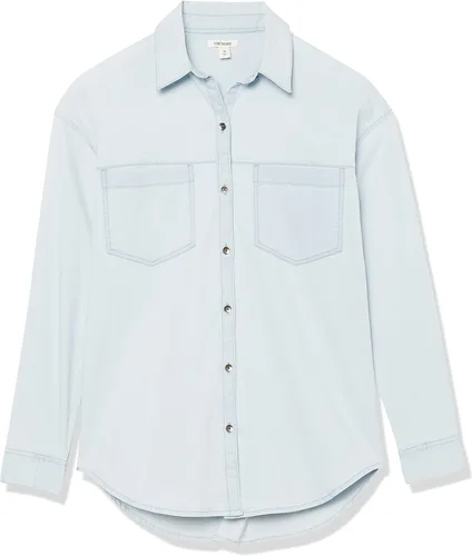 Vista 6 de Tienda Essentials Camisa de túnica de dos bolsillos de gran tamaño de mezclilla para mujer (anteriormente Goodthreads)