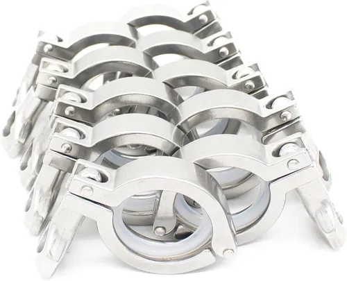 Vista 18 de Acero inoxidable 304 Single Pin Heavy Duty Tri Clamp con tuerca de ala para virola TC 1.5 "con 1 unid junta de silicona