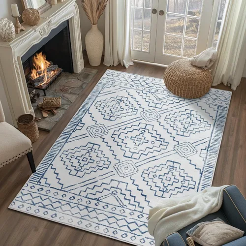 Vista 110 de jinchan - Tapete de pasillo marroquí de 2 x 6 pies con líneas, bohemio, lavable, para cocina, suave, geométrico, de lana sintética, antideslizante