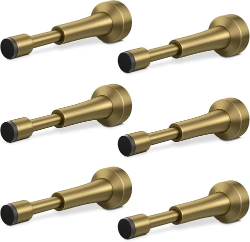 Vista 26 de Topes de puerta mate negros para pared - Tope de puerta de resorte de 4.33 pulgadas para la parte inferior de la puerta, tope de puerta de aluminio