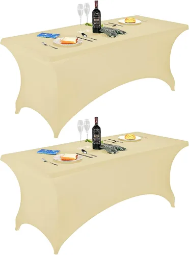 Vista 160 de FORLIFE - Funda de mesa de elastano, mantel ajustado de 4 pies para mesas rectangulares, funda elástica para patio, universal para bodas, banquetes