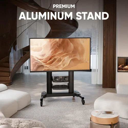 Vista 3 de ONKRON Soporte de TV móvil con ruedas para televisores de 40 a 80 pulgadas de hasta 122 libras, carrito de TV rodante, soporte de TV portátil