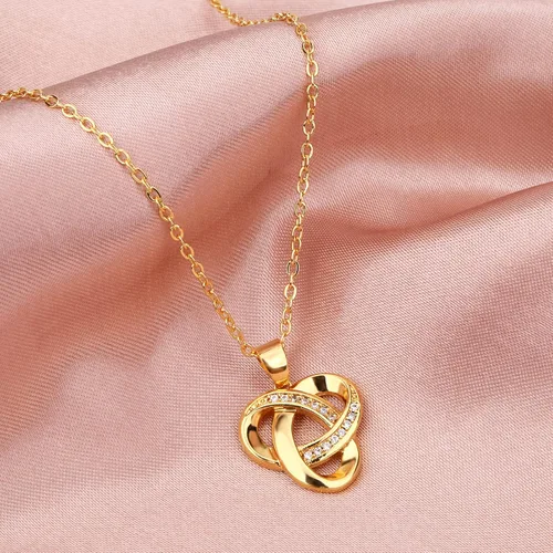 Vista 4 de Alsanix Collar de nudo de amor, collar de plata de ley con dije de nudo de amor, collar infinito de nudo de amor para mujer