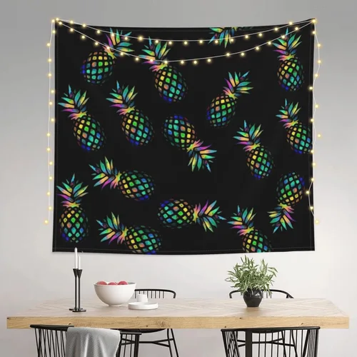 Vista 2 de Heucapc Tapiz de piña para colgar en la pared, tapiz para habitación, dormitorio, hogar, decoración de pared para dormitorio, decoración estética