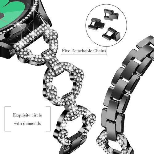 Vista 4 de JOYOZY Correa de reloj de liberación rápida de 0.787 in, correa de acero inoxidable y bisel de diamante para Samsung Galaxy Watch 4 1.575 in/1.732 in