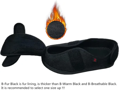 Vista 2 de JIONS - Zapatos extra anchos con velcro ajustable para hombre y mujer, para pies hinchados, pies diabéticos y con edemas, botas pantuflas unisex