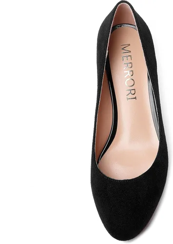Vista 3 de MERRORI Zapatos de vestir de gamuza con punta redonda para mujer, color liso, casual, para oficina, gatito, tacón bajo, 1.5 pulgadas
