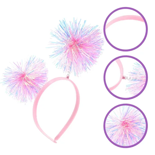 Vista 14 de minkissy Diadema con pompones, diadema de color Bopper, diadema de bola con antena para color azul