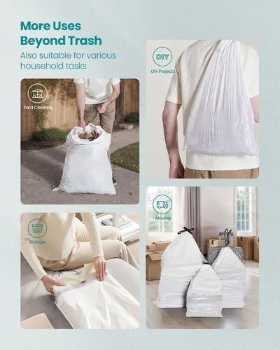 Vista 3 de SONGMICS Bolsas de basura para botes de basura de 2.6 galones (10 litros), bolsas de basura con cordón para cocina, preseparadas, caja