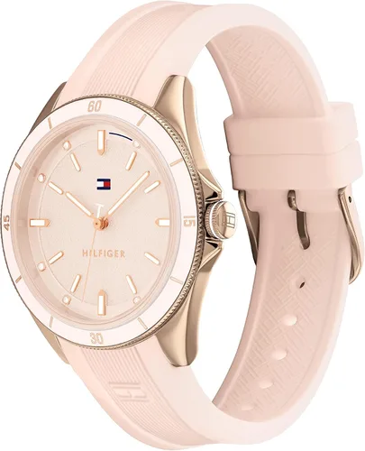 Vista 2 de Tommy Hilfiger Reloj de cuarzo dorado clavel para mujer con correa de silicona rubor 19 Modelo 1782479 Blush Reloj de cuarzo