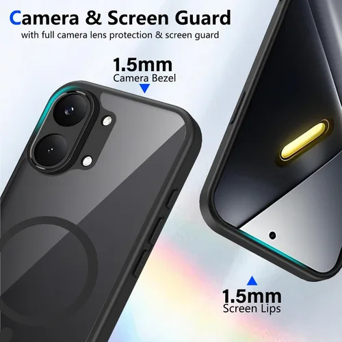 Vista 617 de Funda magnética transparente compatible con Xiaomi 17T, color negro 2 en 1 PC + TPU cubierta de teléfono a prueba de golpes, carcasa protectora