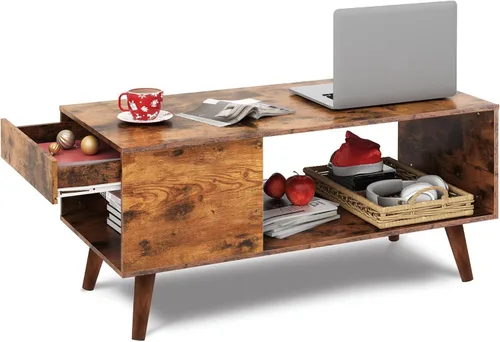 Vista 18 de WLIVE Mesa de centro con tapa elevable para sala de estar, mesa de centro pequeña con almacenamiento, estante ajustable y compartimento