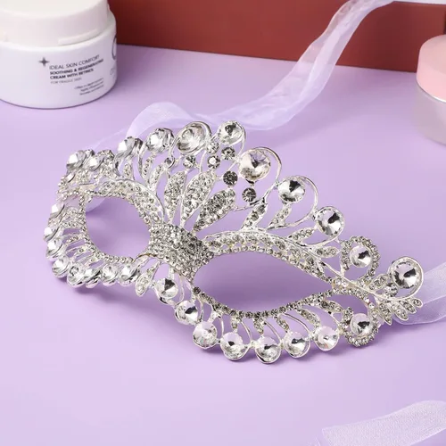 Vista 9 de Toyvian Máscara de disfraz con diamantes de imitación brillantes, máscara de baile de graduación, máscara veneciana de Mardi Gras para mujeres