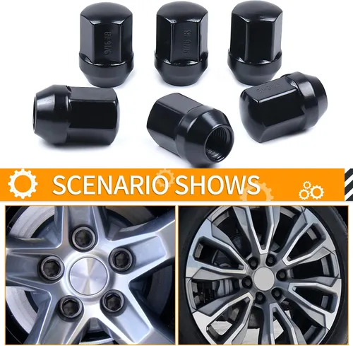 Vista 6 de MIKKUPPA 20 tuercas de llanta OEM 9/16-18, repuesto para Dodge Dakota 2006-2010, Durango 2004-2009, ruedas Ram 1500 Factory 2002-2010, asiento negro