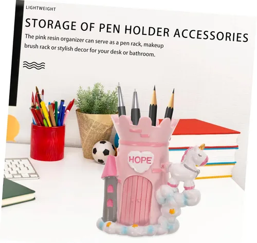 Vista 2 de Ciieeo Lindo soporte para bolígrafos para escritorio, organizador de resina, caja de almacenamiento elegante decoración de escritorio para niños