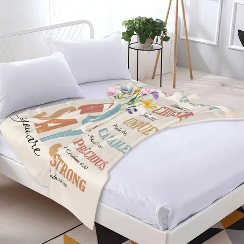 Vista 7 de Manta Cristiana, Regalos de Cumpleaños para Mujeres y Hombres, Manta Decorativa Inspiradora de Escritura con Versículo Bíblico Regalos Religiosos