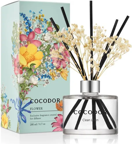 Vista 56 de COCODOR - Juego de difusor de varillas de junco, 3.4 onzas, difusor de aroma de brisa de abril con varillas, fragancia para el hogar, decoración