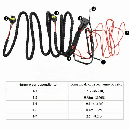 Vista 6 de H11 880 881 H8 Universal 40A Kit de arnés de cableado de relé Kit de arnés de cableado de relé de 12 V, ensamblajes de conversión para camión