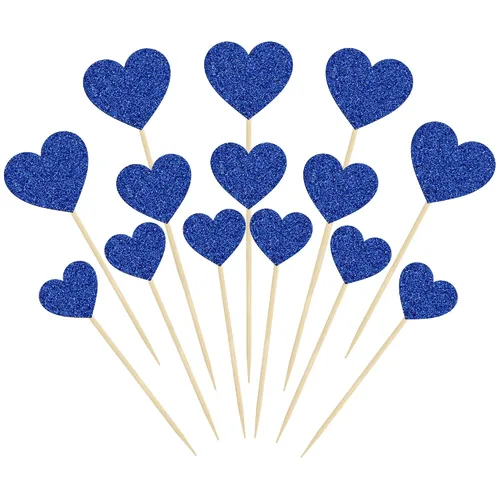 Vista 12 de Gyufise 30 adornos de corazón para cupcakes con purpurina de tamaño mixto con temática de dulce amor, decoración de pastel de corazón, boda Negro