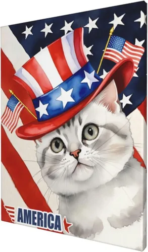 Vista 3 de Nxwdwqa Impresiones en lienzo estadounidenses personalizadas con fotos de tu mascota, arte de pared de lienzo americano personalizado, carga tu foto