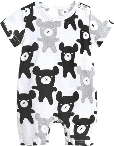 Vista 2 de Simplee kids Conjunto de ropa de manga corta con estampado de dibujos animados para bebé