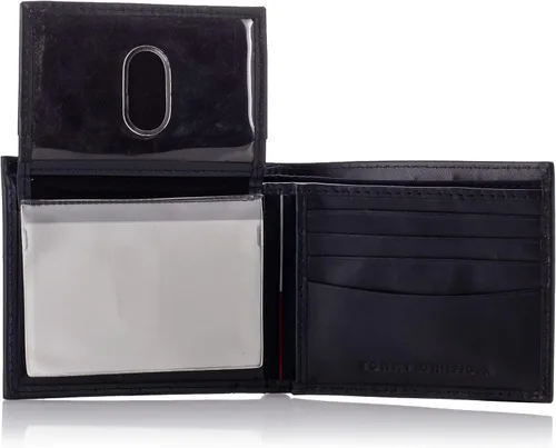 Vista 4 de Tommy Hilfiger Cartera de cuero genuino para hombre con múltiples ranuras para tarjetas