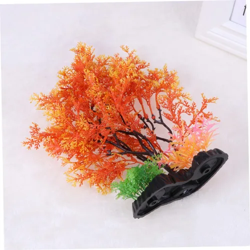 Vista 7 de POPETPOP Árbol para decoración de acuario, pecera, planta de acuario artificial, decoración de peces, base ponderada para agua dulce