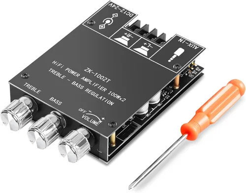Vista 17 de Daakro 2 placas amplificadoras Bluetooth ZK-1001B, placa amplificador de canal mono de 100 W con función de emparejamiento TWS, CC 7-24 V, entrada