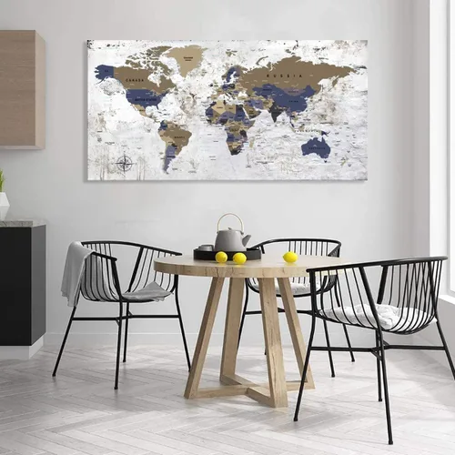 Vista 2 de ZEYDRT Arte de pared del mapa del mundo, pintura en lienzo para oficina, sala de estar, mapa del mundo, arte en lienzo, decoración de pared